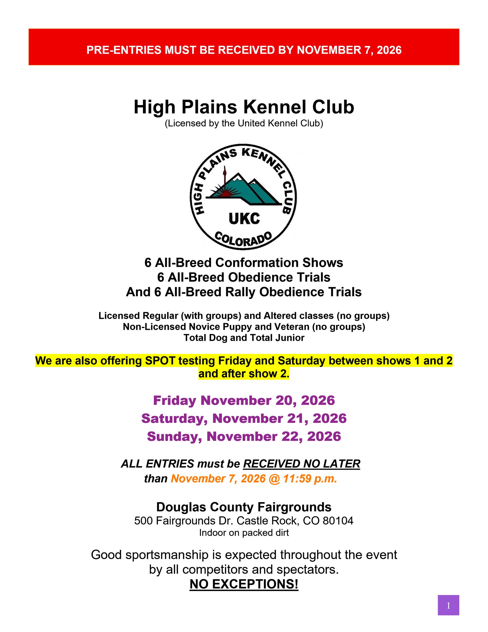 High Plains Kennel Club November 2026 Premium Cover